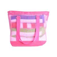 Custom Solid Stripe Colors Nylon Mesh Beach Tote Bag Women