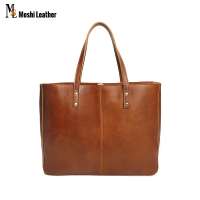 Handmade Vintage Genuine Cow Leather Women Tote Bag Top Quality Large Capacity Leather Handbags for Lady