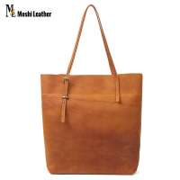 2018 Retro Genuine Crazy Horse Leather Women Tote Bags High Quality Lady Leather Handbags